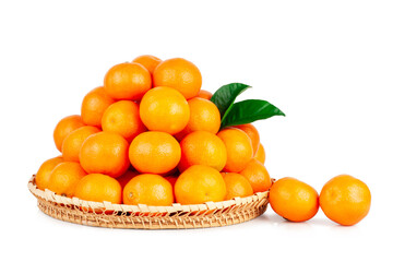 Fresh tangerine basket isolated on a white background