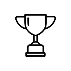 Trophy Icon in Silhouette Style with Bold Black Line Art on White Background Representing Victory, Achievement, Award Recognition, and Success in Competitions, Sports, Business, and Academic Events