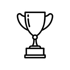 Trophy Icon in Silhouette Style with Bold Black Line Art on White Background Representing Victory, Achievement, Award Recognition, and Success in Competitions, Sports, Business, and Academic Events