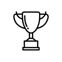Trophy Icon in Silhouette Style with Bold Black Line Art on White Background Representing Victory, Achievement, Award Recognition, and Success in Competitions, Sports, Business, and Academic Events