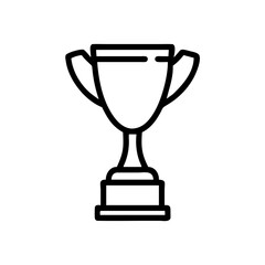Trophy Icon in Silhouette Style with Bold Black Line Art on White Background Representing Victory, Achievement, Award Recognition, and Success in Competitions, Sports, Business, and Academic Events