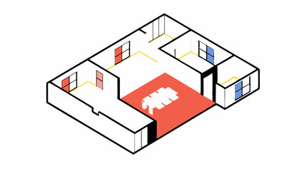 Fototapeta premium Isometric Floor Plan of Modern House
