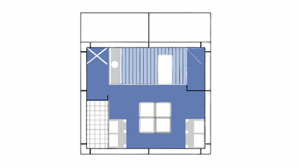 Top-Down View of Modern Apartment Floor Plan