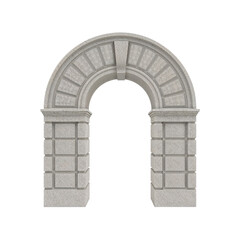 Fototapeta premium Gray stone archway, classic architecture, isolated on transparent background 