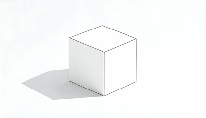 Fototapeta premium White Cube Geometric Shape 3D Minimalist Illustration