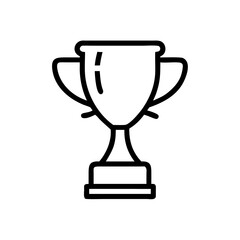 Trophy Icon in Silhouette Style with Bold Black Line Art on White Background Representing Victory, Achievement, Award Recognition, and Success in Competitions, Sports, Business, and Academic Events