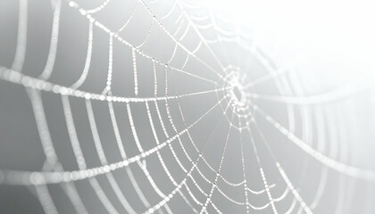 Close-Up of a Delicate Spiderweb with Dew Drops