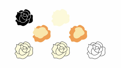 Stylized Rose Collection Black, White, and Orange Variations