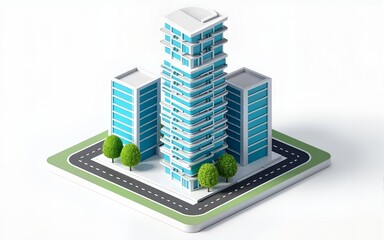 Smart Building 3D Illustration. High quality