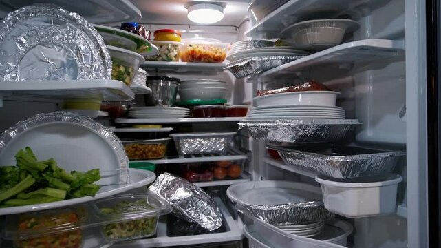 Organizing a cluttered refrigerator for better food storage and accessibility