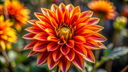 Autumnal rare flower with flame-colored petals generative ai