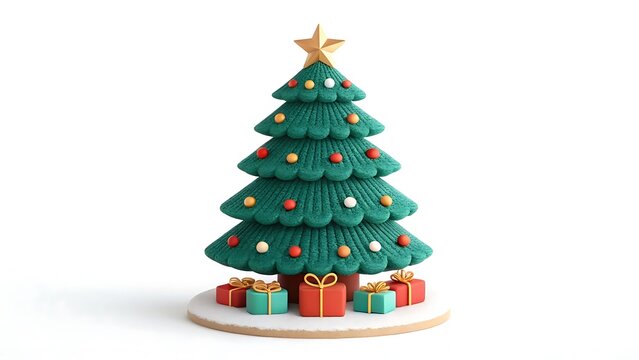 Stylized christmas tree with gifts isolated on white background