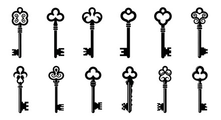 Elegant Collection of Ornate, Decorative Black Keys with Unique Designs