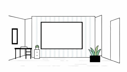 Minimalist Modern Room Interior Sketch