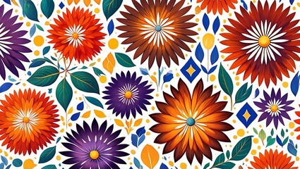 Vibrant Floral Pattern A Symphony of Colors and Shapes in Paper Flower Design