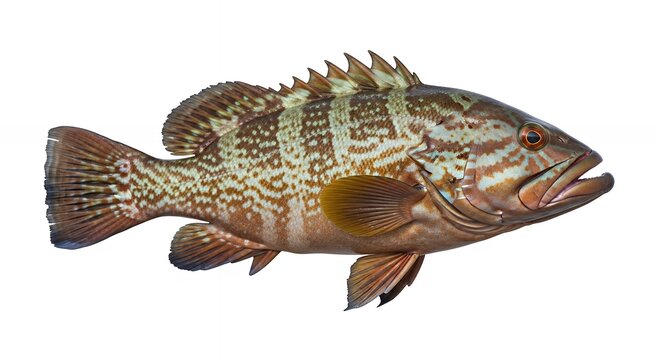 Speckled Grouper Profile Detailed View of a Brown and White Spotted Fish