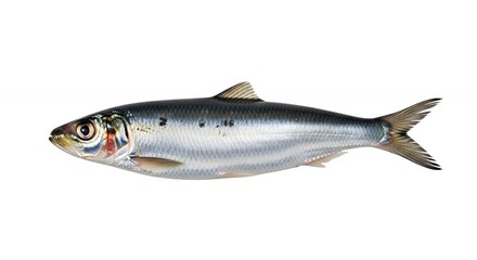Naklejka premium Closeup of a Fresh Sardine Against a White Background