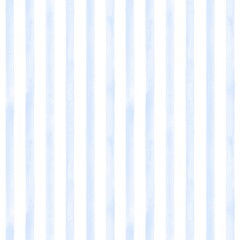 Light blue watercolor vertical stripe seamless pattern on white background