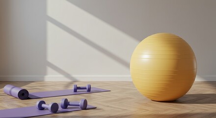 exercise ball and Kettlebell