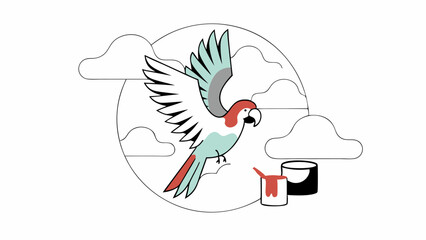 Flying Parrot and Paint Cans