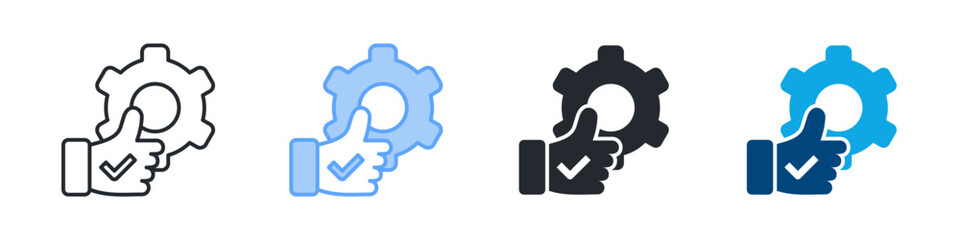 Quality Control Icon Set Multiple Style. Design In Outline, Blue, Glyph, Dual Tone