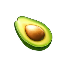 Halved Avocado with Pit, Vibrant Green and Brown Hues