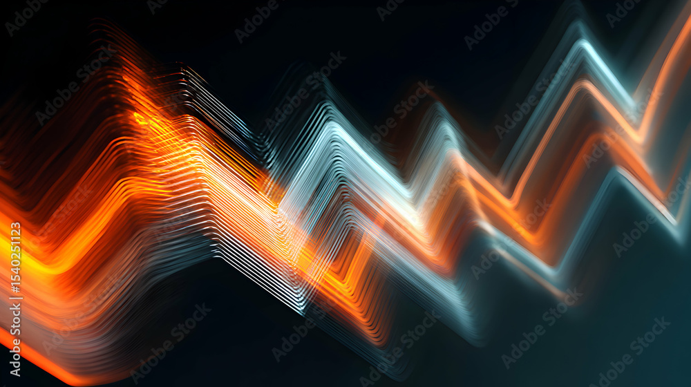 Poster Abstract glowing lines zigzagging across a dark background creating a dynamic and energetic visual pattern