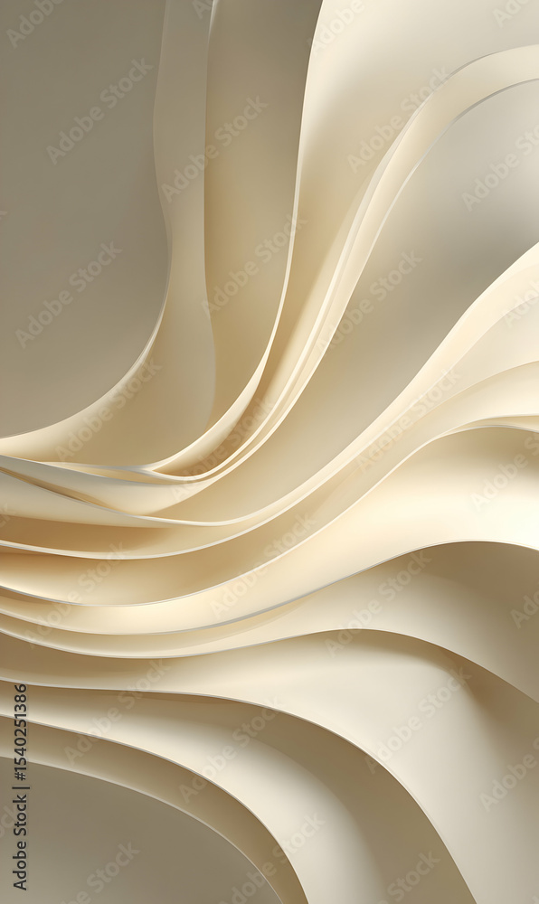 Poster elegant abstract background with flowing white paper waves creating soft curves and light shadows vi