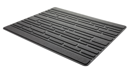 Rubber anti-fatigue mat with textured surface in dark color  