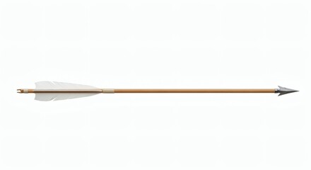 Naklejka premium Arrow Flight Isolated Wooden Shaft with Feathers on White Background.