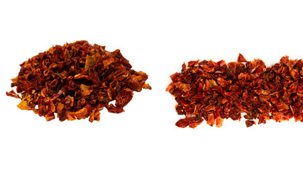 Dried tomatoes isolated on a white background.