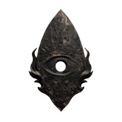 Ornate Carved Wooden Eye Amulet - Mystical Symbol of Protection and Insight