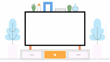 Modern Minimalist Living Room with TV Stand and Plants