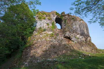 Ruins of the ancient castle of the Georgian king Bagrat on a sunny May day. Sukhum, Abkhazia