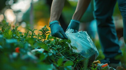 Naklejka premium Trash pickup in park