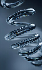 Naklejka premium Abstract metallic spiral design with elegant reflections creating a visually captivating and dynamic composition representing innovation