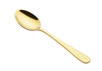 Isolated Gleaming Gold Spoon Dining Utensil