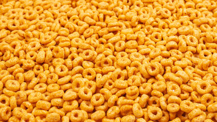 Corn-flakes background and texture. Top view.