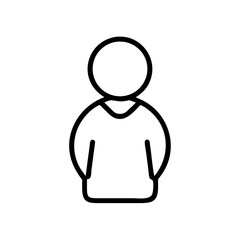 Fototapeta premium Minimalist Single User Profile Icon – Black Line Silhouette of Person on White Background for Account Creation, Login Page, Avatar Placeholder, Identity Symbol, Web and App Interface Design
