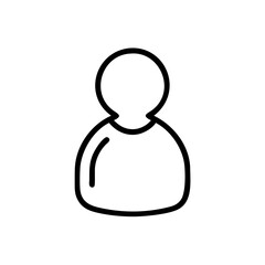 Minimalist Single User Profile Icon – Black Line Silhouette of Person on White Background for Account Creation, Login Page, Avatar Placeholder, Identity Symbol, Web and App Interface Design