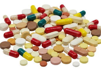 Isolated Assortment of Colorful Medication Pills Capsules and Tablets