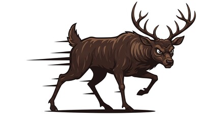 vector art line of angry brave deer face with fire effect and siluet effect suitable for mockup and logo product of team isolated white background