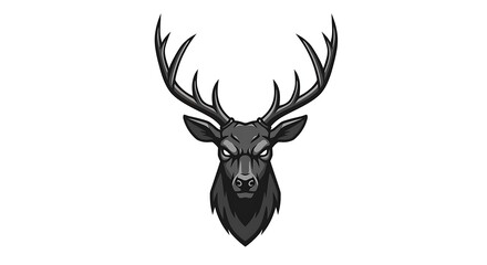 vector art line of angry brave deer face with fire effect and siluet effect suitable for mockup and logo product of team isolated white background