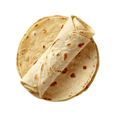 Freshly Made Tortilla Wrapped and Rolled with Soft Texture on a Plate Ready for Delicious Meals Transparent background or png