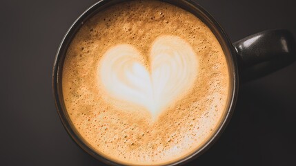 Heart-shaped latte art in a ceramic cup, radiating warmth and craftsmanship