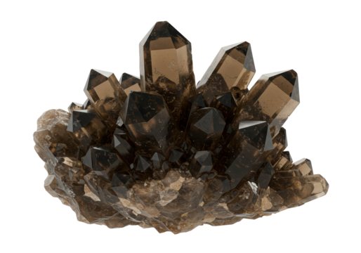 Isolated Smoky Quartz Crystal Cluster Earthy Gemstone