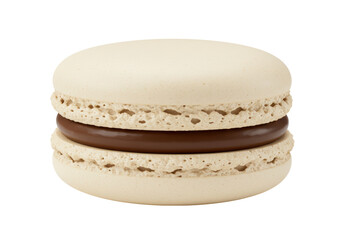Isolated Delicate Vanilla Macaron with Chocolate Filling