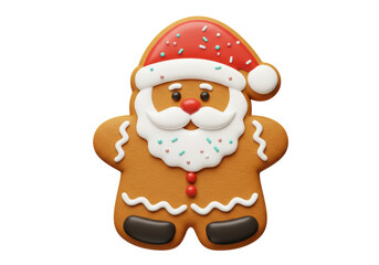Isolated Gingerbread Santa Claus Cookie Decoration