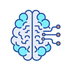 Artificial intelligence brain on transparent background for web and graphic design