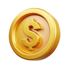 Obraz premium Gold dollar coin icon isolated on transparent background